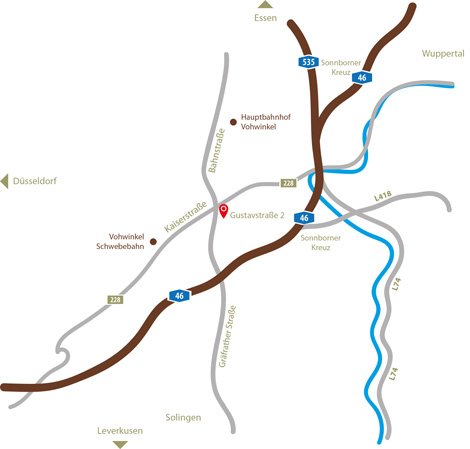 Anfahrt zum Heilpraktiker Kassner in Wuppertal